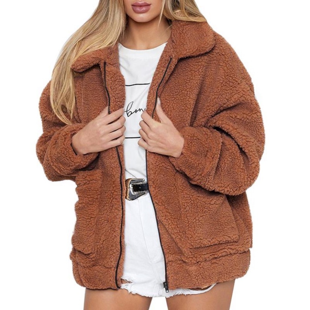 Winter women faux fur teddy bear fleece